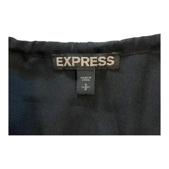EXPRESS BLACK SHORT ROMPER TIE FRONT WITH SHOULDER CUT OUTS SIZE SMALL - Picture 5 of 8